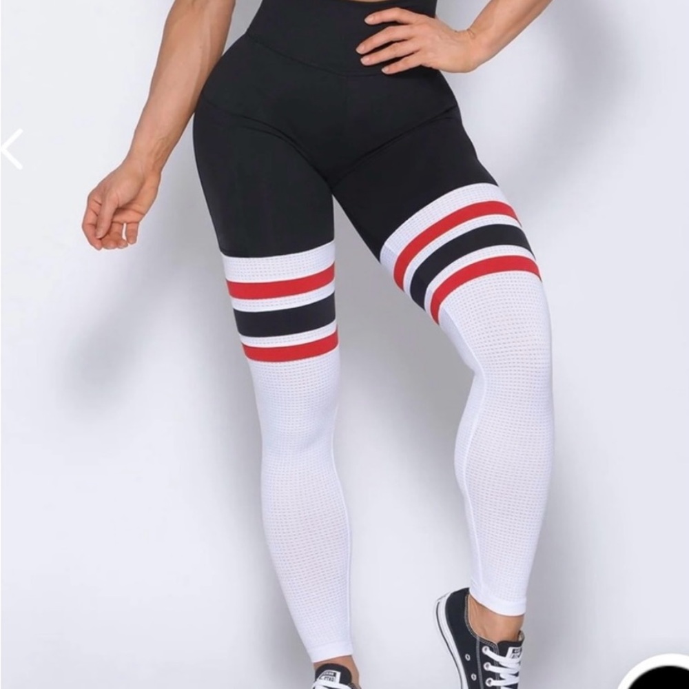 Bombshell Sportswear Scrunch Thigh Highs in Black, Red, and White